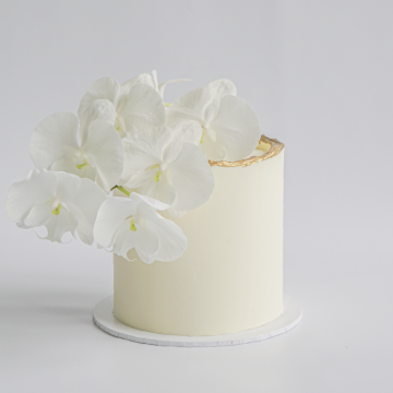 Picture of Buttercream Cake | Gold Rough Edges & Orchids 